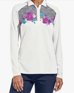 Coolibar Prestwick UPF Golfcore Polo Floral Women’s 2X Outdoor Sporty Activewear